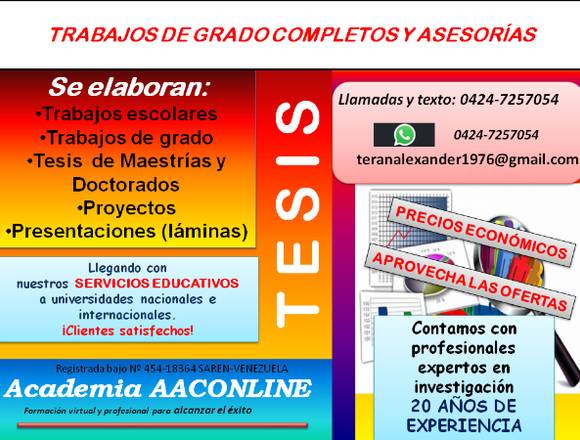 Elaboración de Tesis y trabajos de grados en Trujillo (Municipio)