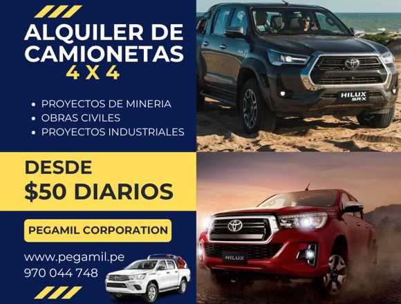 ALQUILER DE CAMIONETAS 4X4 PEGAMIL CORPORATION en Santa Anita (Lima 43) (Distrito)