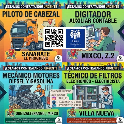 PILOTO A DE TRAILER MECANICO DE MOTORES DIESEL Y GASOLINA BODEGUERO en Chuarrancho (Municipio)