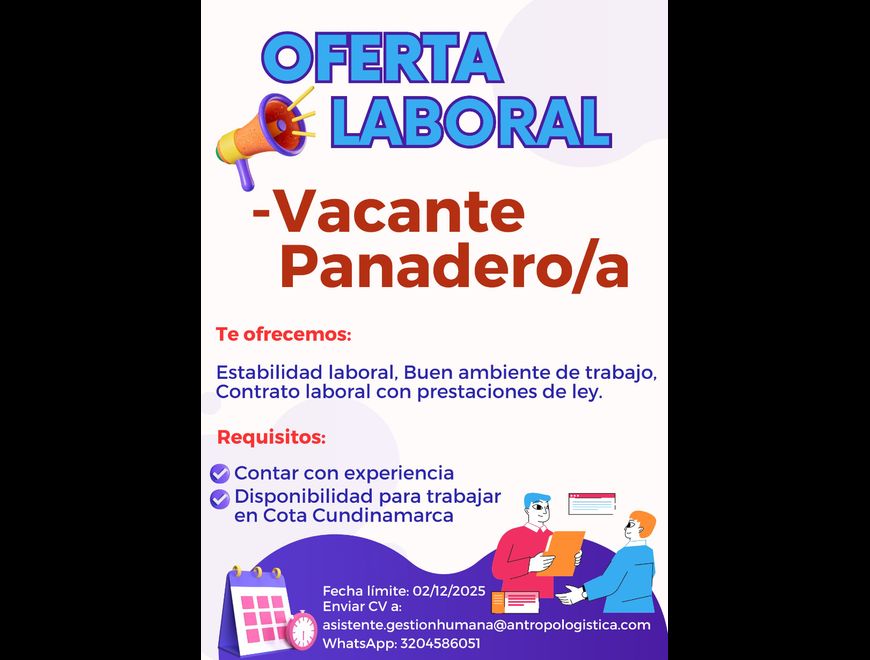 OFERTA LABORAL- SE BUSCA PANADERO(A)