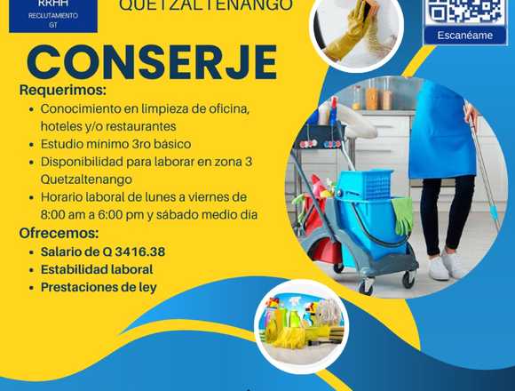 Conserje servicio al cliente limpieza quetzaltena en San Raymundo (Municipio)