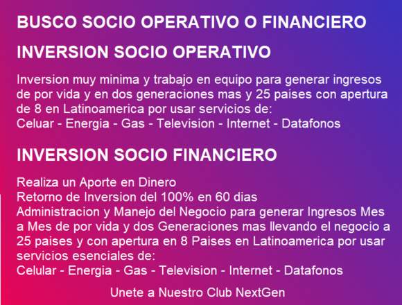 Busco Socio Operativo y Financiero en Santa Fé de Antioquia (Municipio)
