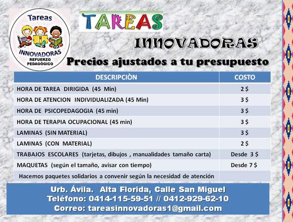 Tareas dirigidas innovadoras en Libertador (Municipio)