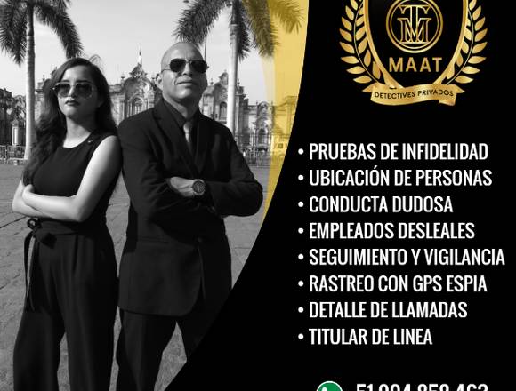DETECTIVES PRIVADOS LIMA PERU MAAT en Lima (Lima 1) (Distrito)