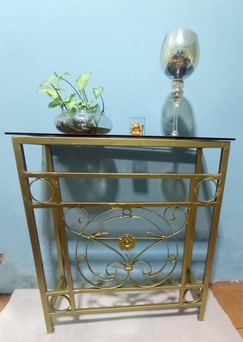 Elegante consola decorativa, metalica, nueva.