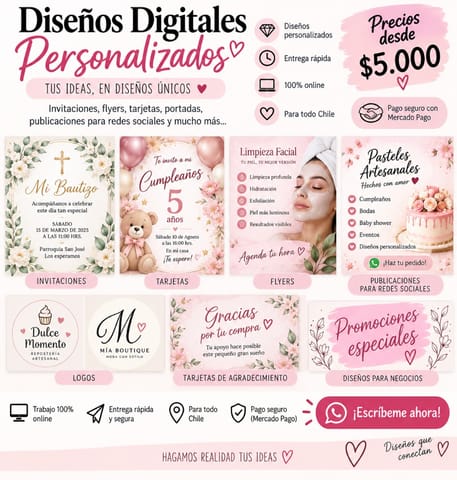 Diseños digitales, flyers y diseño personalizado en Yungay (Comuna)