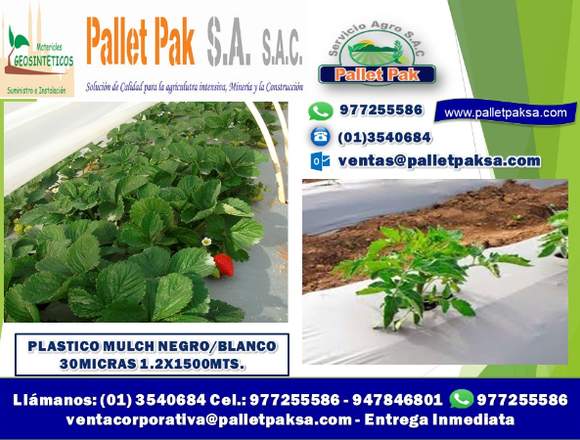 PLÁSTICO MULCH NEGRO/BLANCO 30 MICRAS 1.2X150MTS en Santa Anita (Lima 43) (Distrito)
