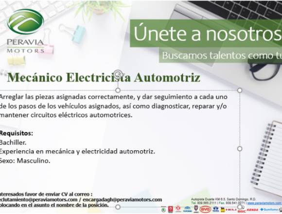 Mecánico Electricista Automotriz en Santo Domingo de Guzmán (Municipio)