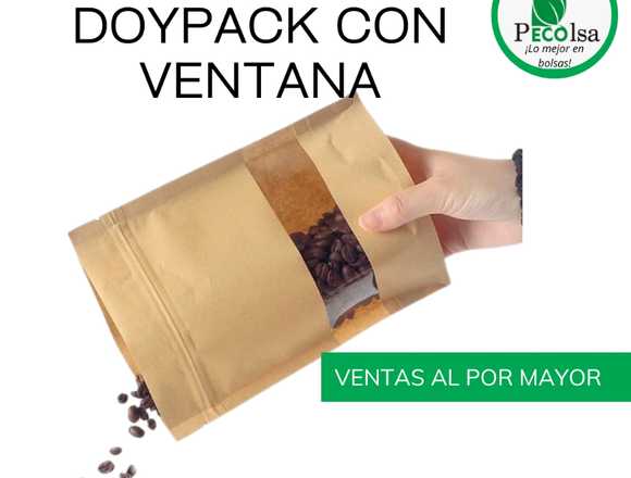 BOLSAS DOYPACK CON VENTANA KRAFT