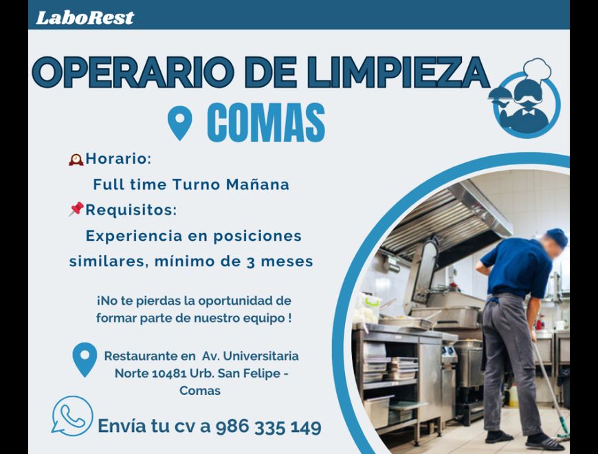 Operario de Limpieza Para Comas