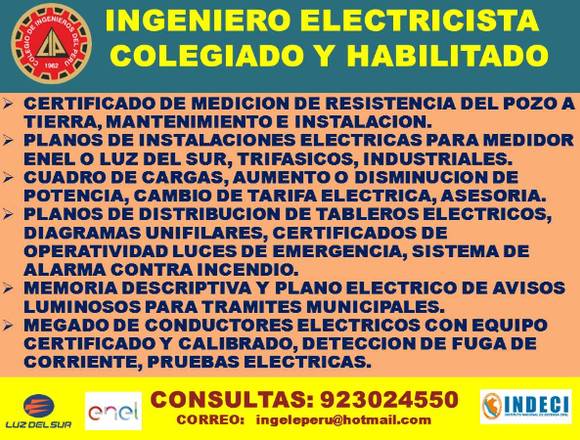 MEGADO ELECTRICO, PLANO Y MEMORIA D AVISO LUMINOSO en Lima (Lima 1) (Distrito)