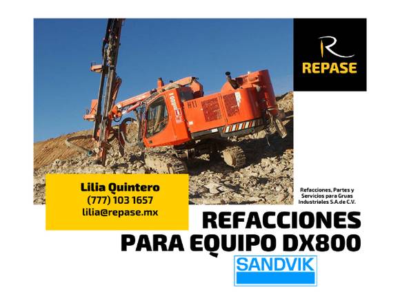 REFACCIONES PARA EQUIPO DX800 SANDVIK en Azcapotzalco (Municipio)