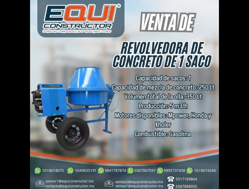 Revolvedora de concreto de 1 saco