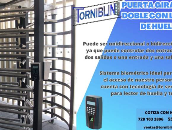 PUERTA GIRATORIA DOBLE CON LECTOR DE HUELLLA en Azcapotzalco (Municipio)