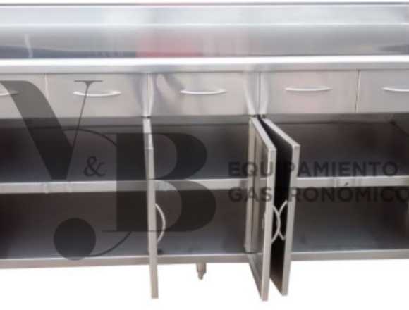Mesa de trabajo Acero Inoxidable con puertas