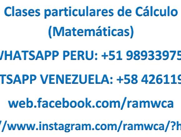 Clases particulares de Cálculo (Matemáticas) en Sucre (Municipio)