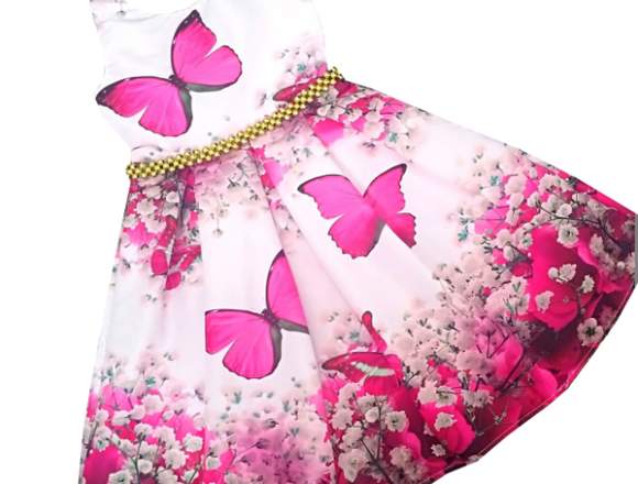 Vestido de Fiesta para Niñas Mariposas Rosadas en Villavicencio (Municipio)