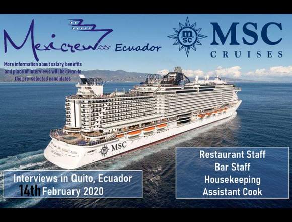 Se solicitan cocineros para crucero MSC en Pichincha (Cantón)