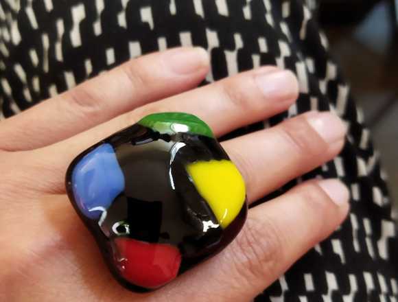 Anillo Burbuja en Cristal Arlequín