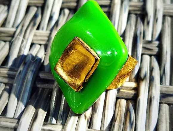 Anillo Rana Verde-Burbujas.