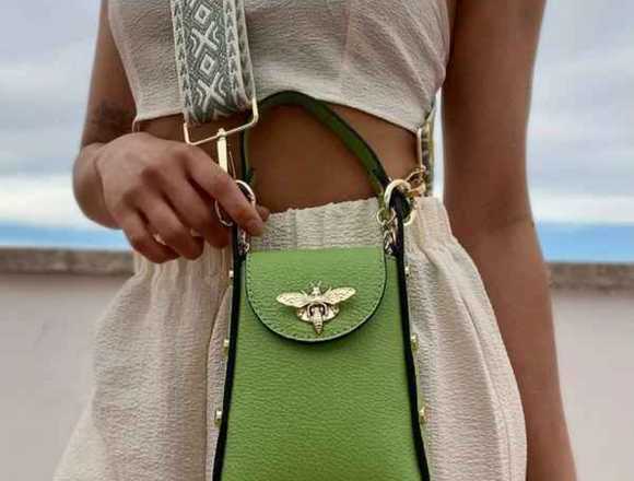 Bolso Abeja verde-Cuero Italiano