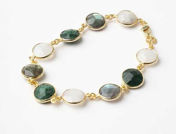 Pulsera Kira Piedra Lunar, Verde y Labradorita