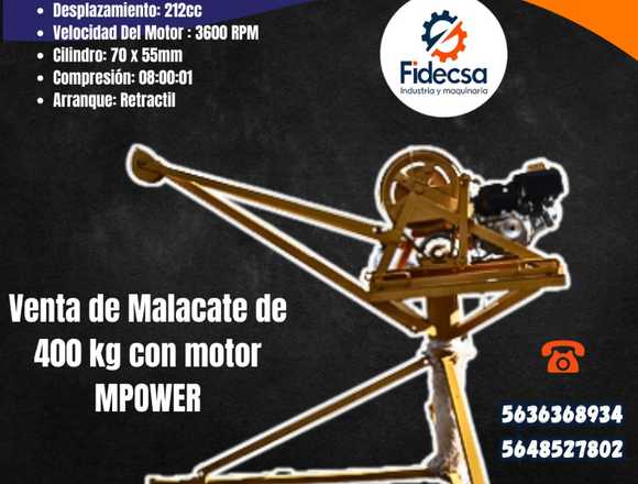 Malacate 400KG con Motor MPOWER 7HP