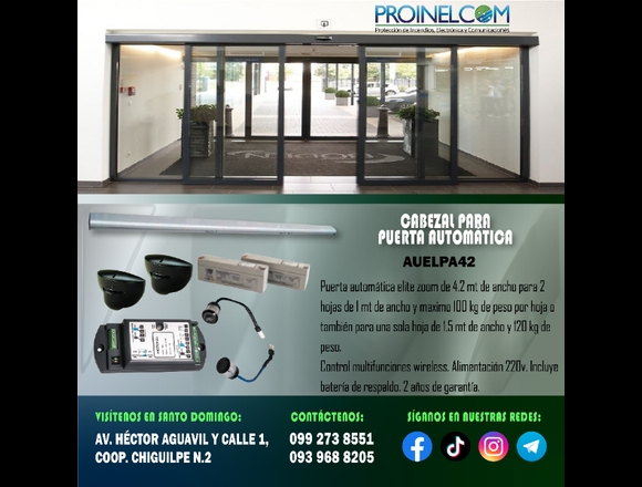 CABEZAL PARA PUERTA AUTOMÁTICA ELITE en Santo Domingo (Cantón)