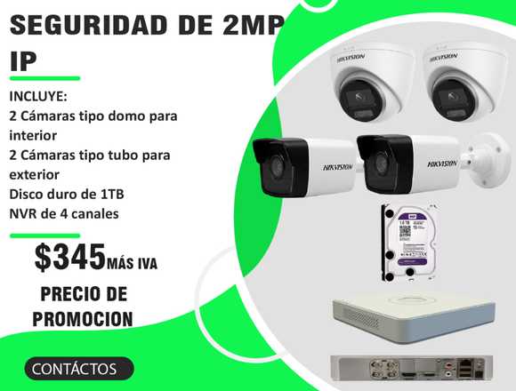 KIT DE 4 CÁMARAS DE SEGURIDAD DE 2MP IP en Santo Domingo (Cantón)