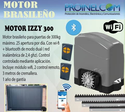 MOTOR DE GARAGE AGL IZZY 300 PARA PUERTA CORREDIZA DE 300KG