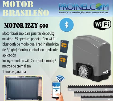 MOTOR DE GARAGE CON WIFI PARA PUERTA CORREDIZA DE 500KG AGL IZZY 500