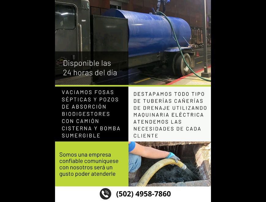 Lavado de cisternas Destape de cañerías disponible en Villa Nueva (Municipio)
