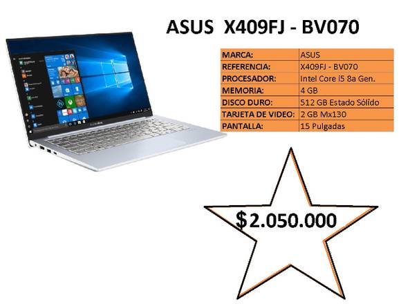 Portatil ASUS X409FJ - BV070 en Medellín (Municipio)