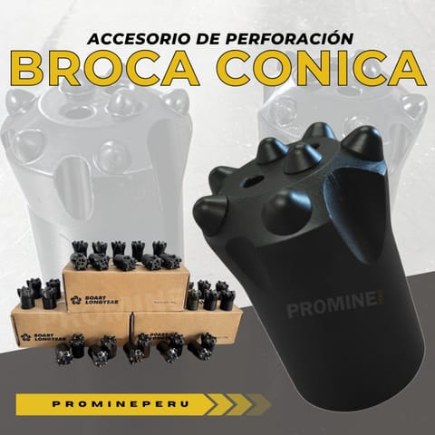 Broca cónica 34 mm – 6 botones – Punta perforación en Cajamarca (Distrito)