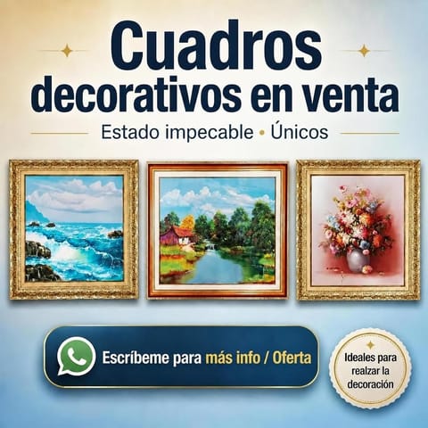 VENDO GALERÍA COMPLETA: 5 Cuadros al Óleo con Marcos Dorados – Únicos en Libertador (Municipio)