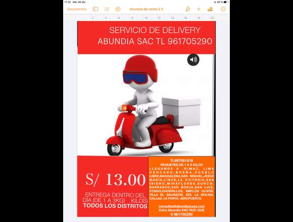 SERVICIO DE DELIVERY COURRIER en La Molina (Lima 12) (Distrito)