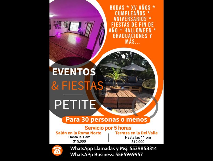 Terraza y salón para eventos privados Petite.