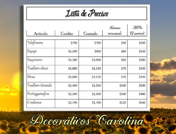 Muebles Decorativos - Carolina en Chihuahua (Municipio)