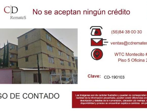 Se vende en “Remate” atractiva OPORTUNIDAD Departa en Iztapalapa (Municipio)