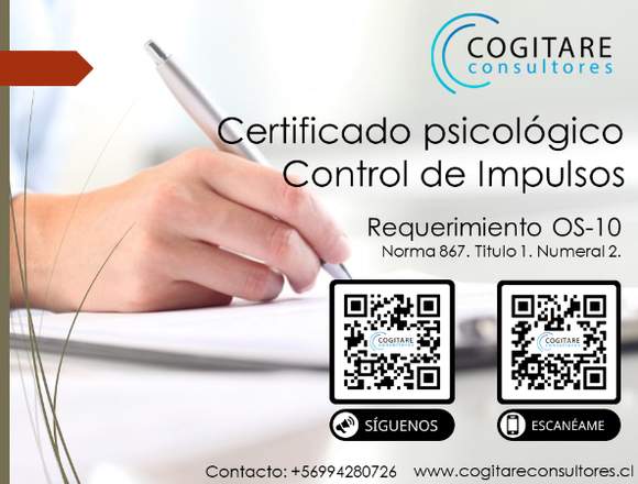 Certificado Psicológico Control de impulsos en Santiago (Comuna)