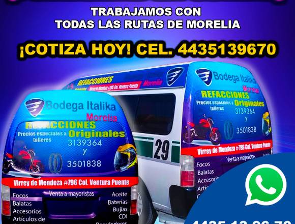 Publicidad en Urvans y Combis Morelia