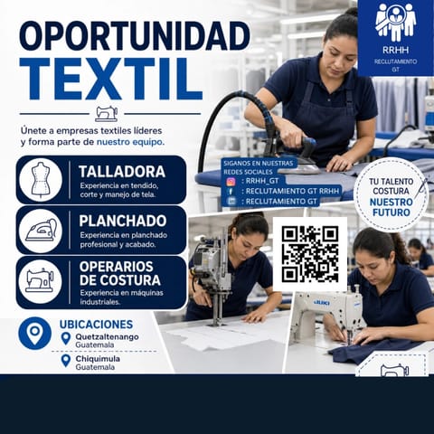 TALLADORA PLANCHADO OPERARIOS DE COSTURA en Ciudad de Guatemala (Municipio)