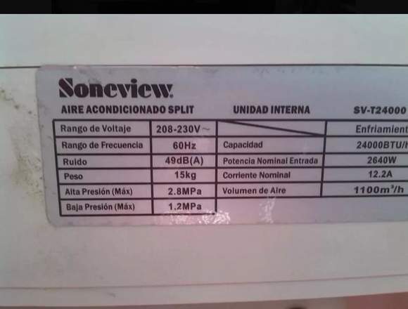Aire acondicionado 24mil btu