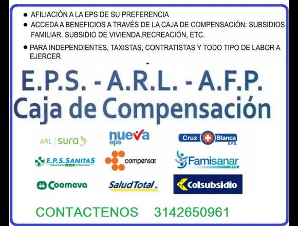 afiliaciones de seguridad social eps arl