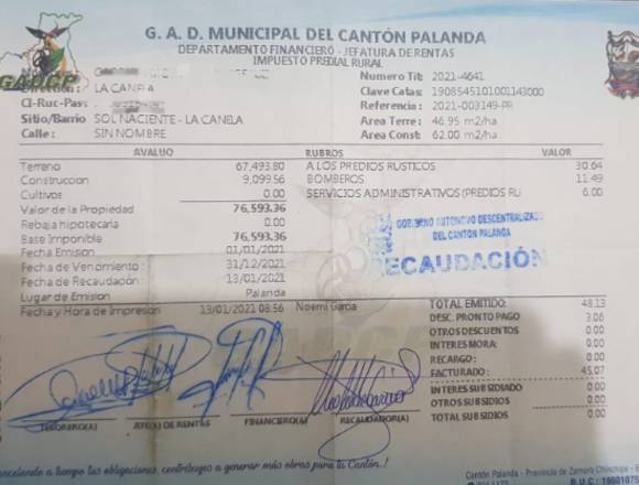 REMATO FINCA Dentro de conseción minera China en Yantzaza (Cantón)