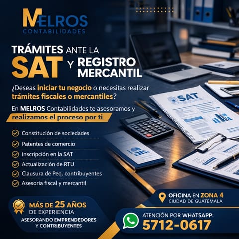 TRÁMITES ANTE LA SAT Y REGISTRO MERCANTIL en Ciudad de Guatemala (Municipio)