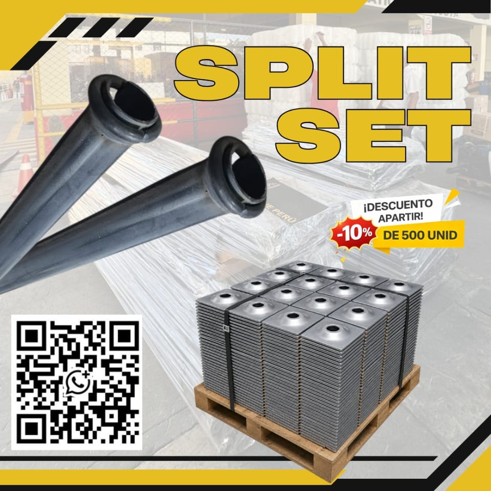 Anclaje Split Set con Placa para Estabilización de Rocas