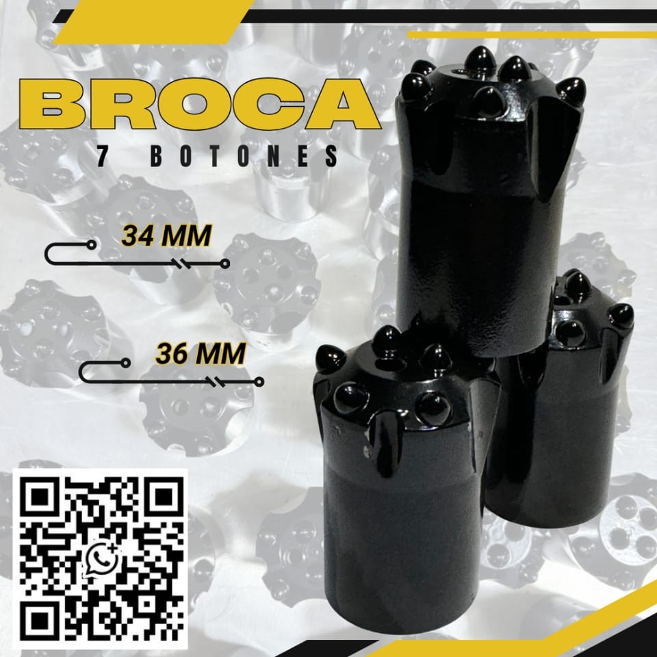 Broca Cónica de Carburo - 34mm - Perforación Minera en Junín (Distrito)