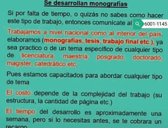 Se hacen monografia/tesis en Los Santos (Distrito)