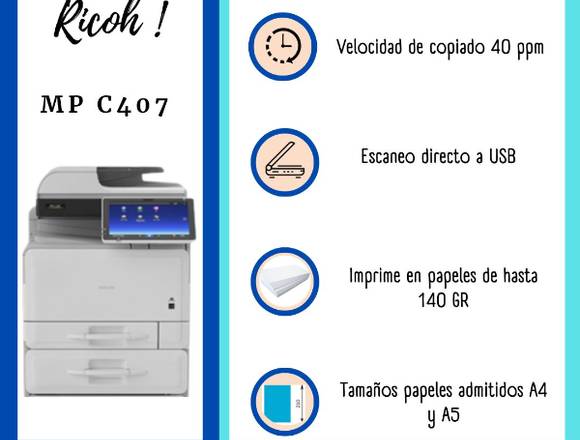 COPIADORA RICOH MP C407 en Bolívar (Cantón)